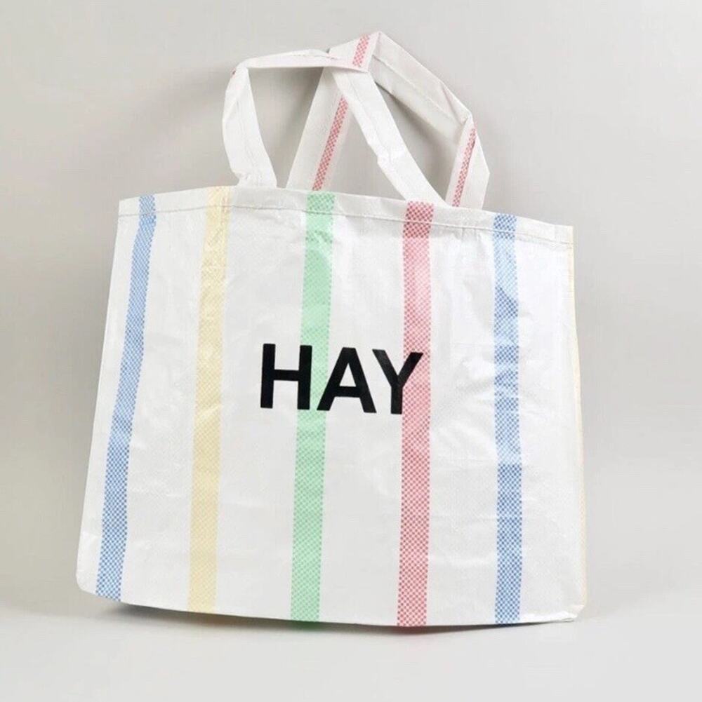 HAY Candy Stripe Shopper XL Tote Bag Multi Color Recycled Plastic Large Beach